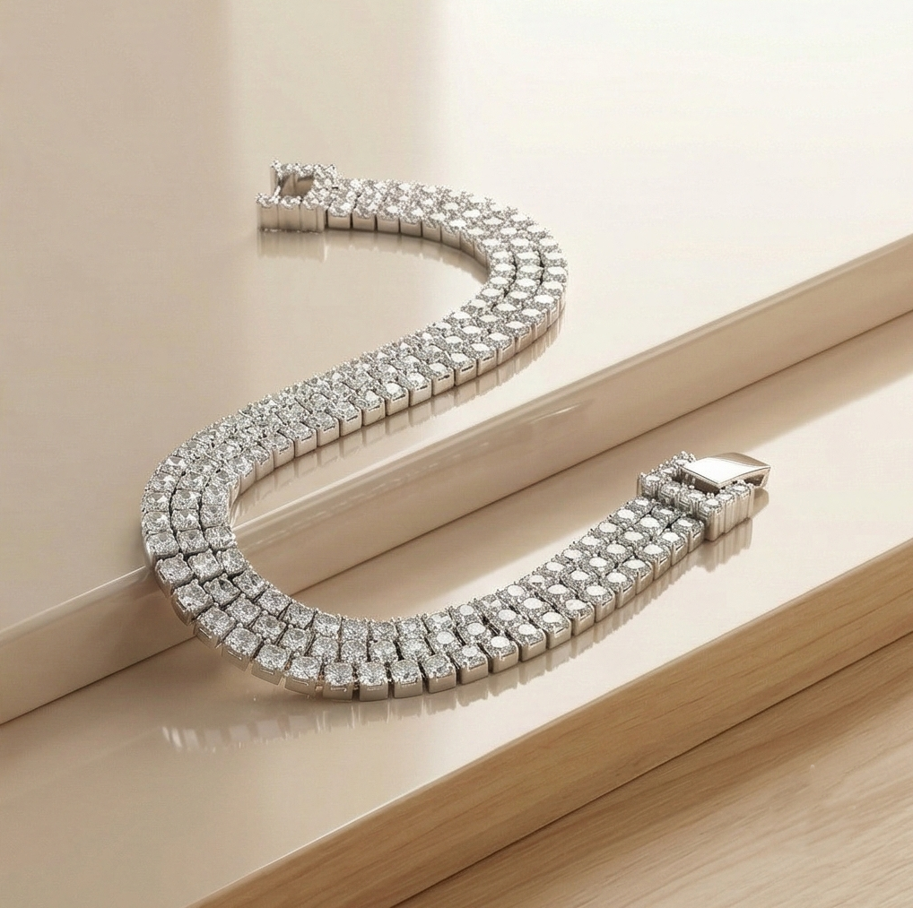 925 Sterling Silver Wide Triple Row Link Statement Bracelet Jewellery for Women High Polish