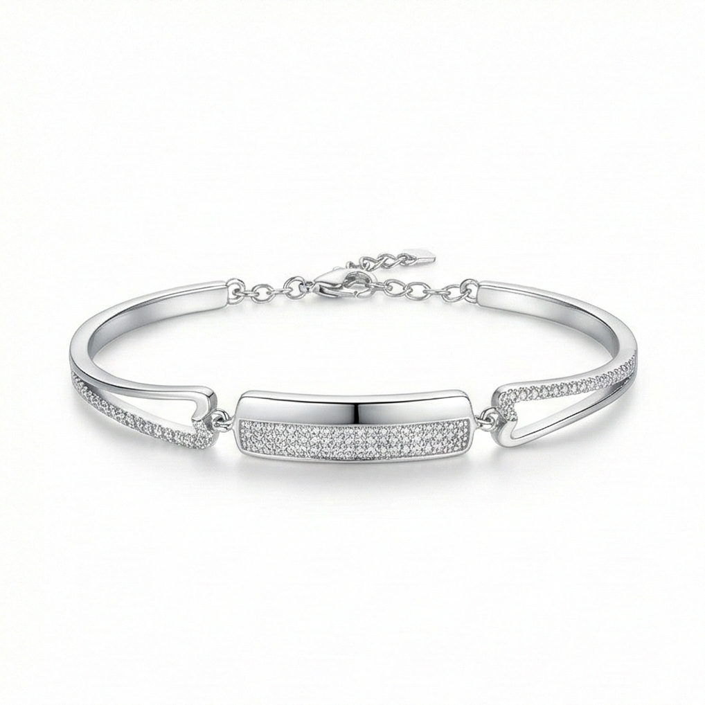 925 Sterling Silver Rectangular Bar Hinged Bangle Bracelet Jewellery for Women High Polish Finish