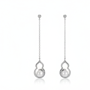 925 Sterling Silver Modern Abstract Curve Pearl Drop Earrings Jewellery