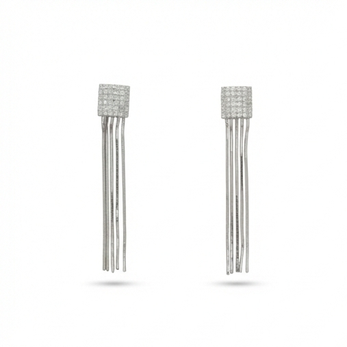 925 Sterling Silver Square Stud Chain Tassel Dangler Earrings Party Jewellery