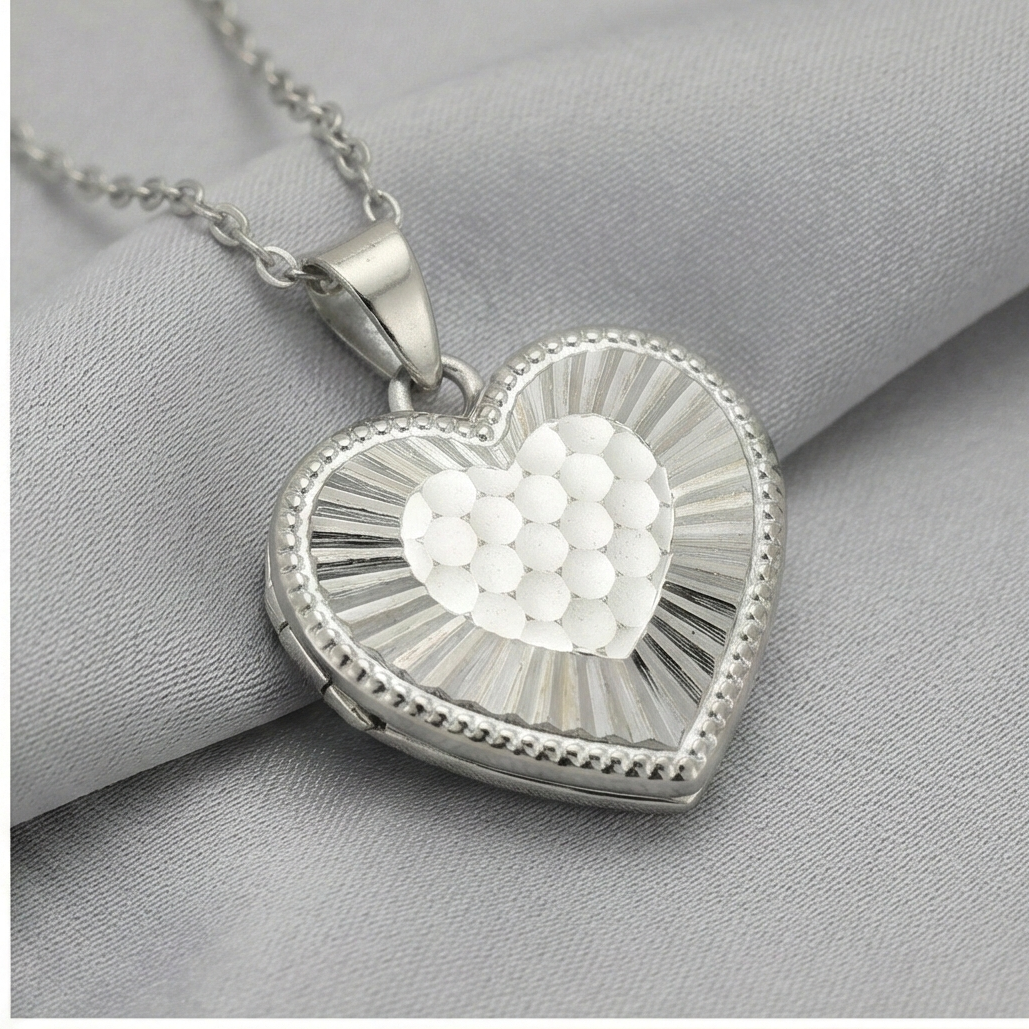 925 Sterling Silver Textured Heart Pendant Necklace Jewellery