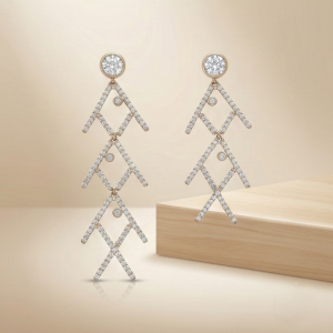 925 Sterling Silver Rose Gold Plated Geometric Chevron Drop Earrings Jewellery