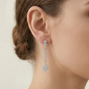 925 Sterling Silver Long Bar Geometric Dangle Earrings A Perfect Party Jewellery for Women