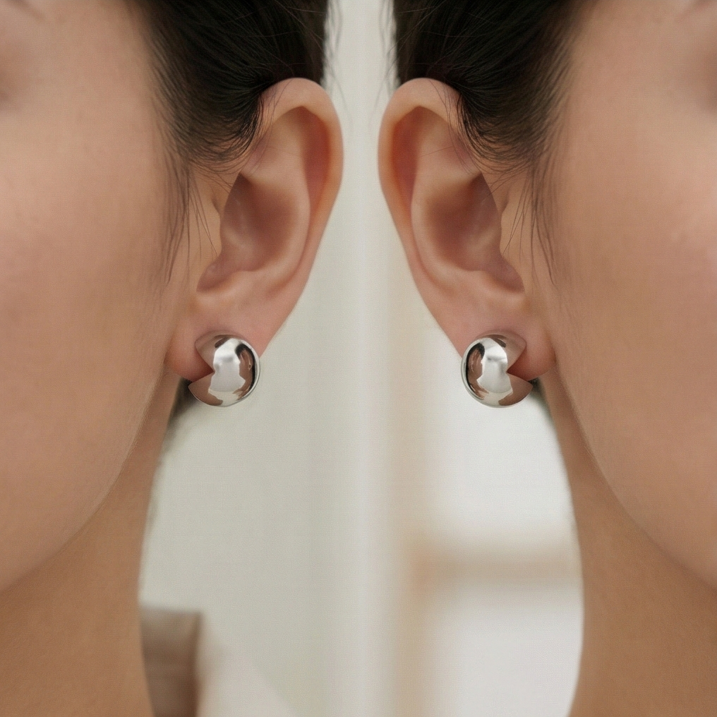 925 Sterling Silver Modern Geometric Sphere Stud Earrings High Polish Minimalist Jewellery for Women