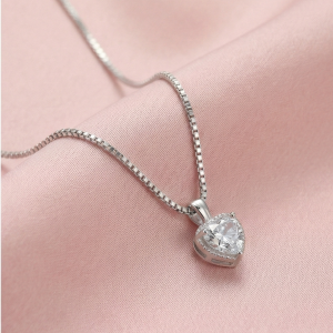 925 Sterling Silver Classic Heart Halo Solitaire Pendant Necklace Jewellery for Women