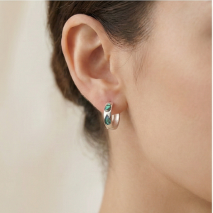 925 Sterling Silver Abalone Shell Teardrop Inlay Hoop Earrings Jewellery for Women