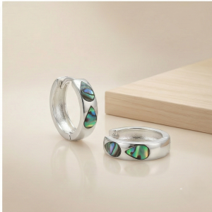 925 Sterling Silver Abalone Shell Teardrop Inlay Hoop Earrings Jewellery for Women