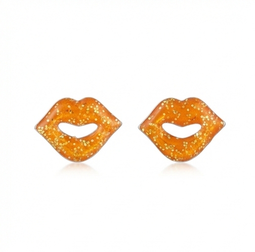 925 Sterling Silver Glitter Lips Stud Earrings Enamel Jewellery for Fashion Lovers