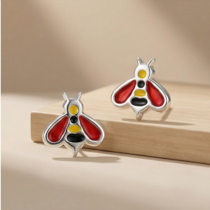 925 Sterling Silver Bumble Bee Stud Earrings Colorful Enamel Jewellery for Nature Lovers