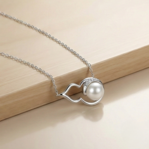 925 Sterling Silver Modern Abstract Curve Pearl Pendant Necklace Jewellery