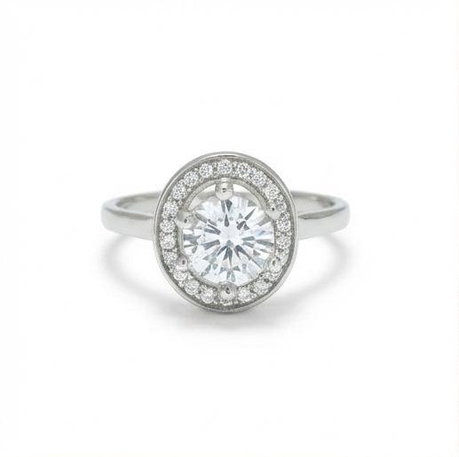 925 Sterling Silver Classic Round Halo Solitaire Ring Jewellery for Women