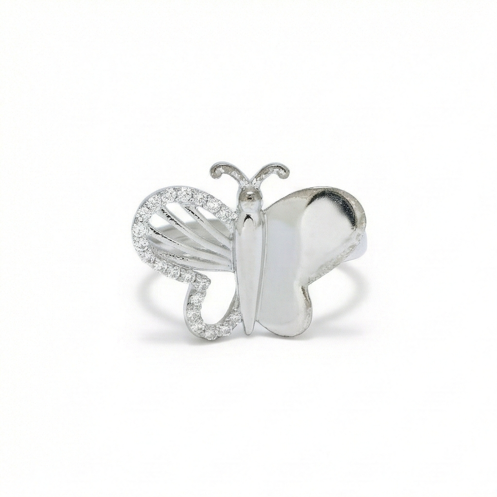 925 Sterling Silver Two-Tone Finish Butterfly Ring Jewellery for Women
