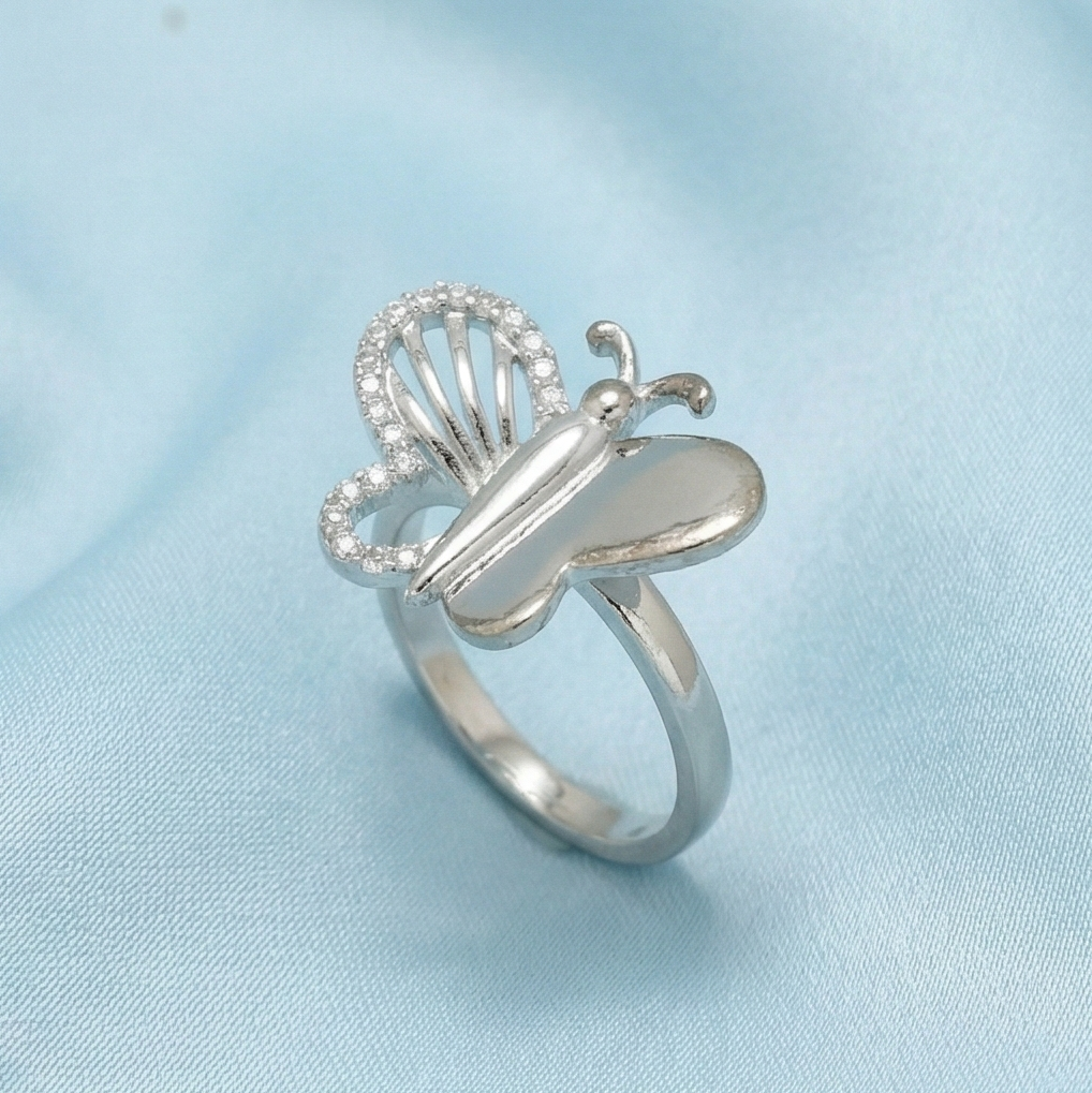 925 Sterling Silver Two-Tone Finish Butterfly Ring Jewellery for Women