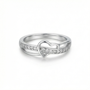 925 Sterling Silver Intertwined Open Heart Ring Jewellery for Women