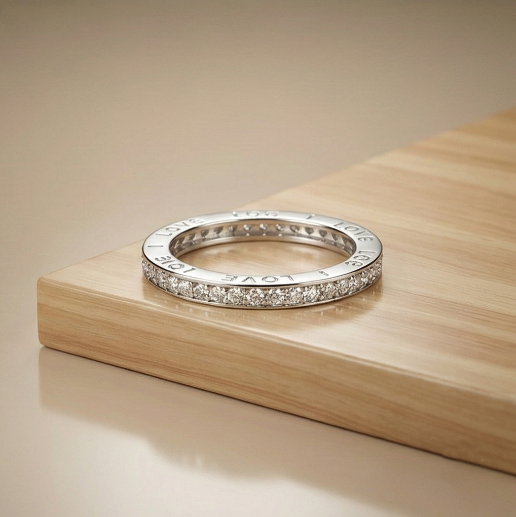 925 Sterling Silver Love You Engraved Eternity Band Ring Jewellery for Women