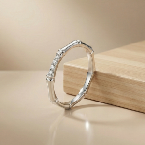 925 Sterling Silver Bamboo Style Minimalist Stackable Ring Jewellery for Women