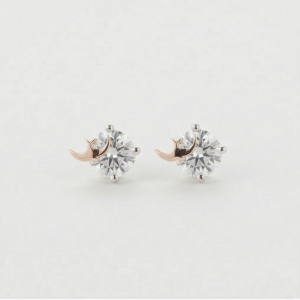 925 Sterling Silver Celestial Moon Solitaire Stud Earrings Jewellery