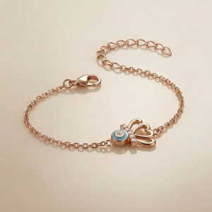 925 Sterling Silver Rose Gold Plated Evil Eye Protection Bracelet Jewellery for Women