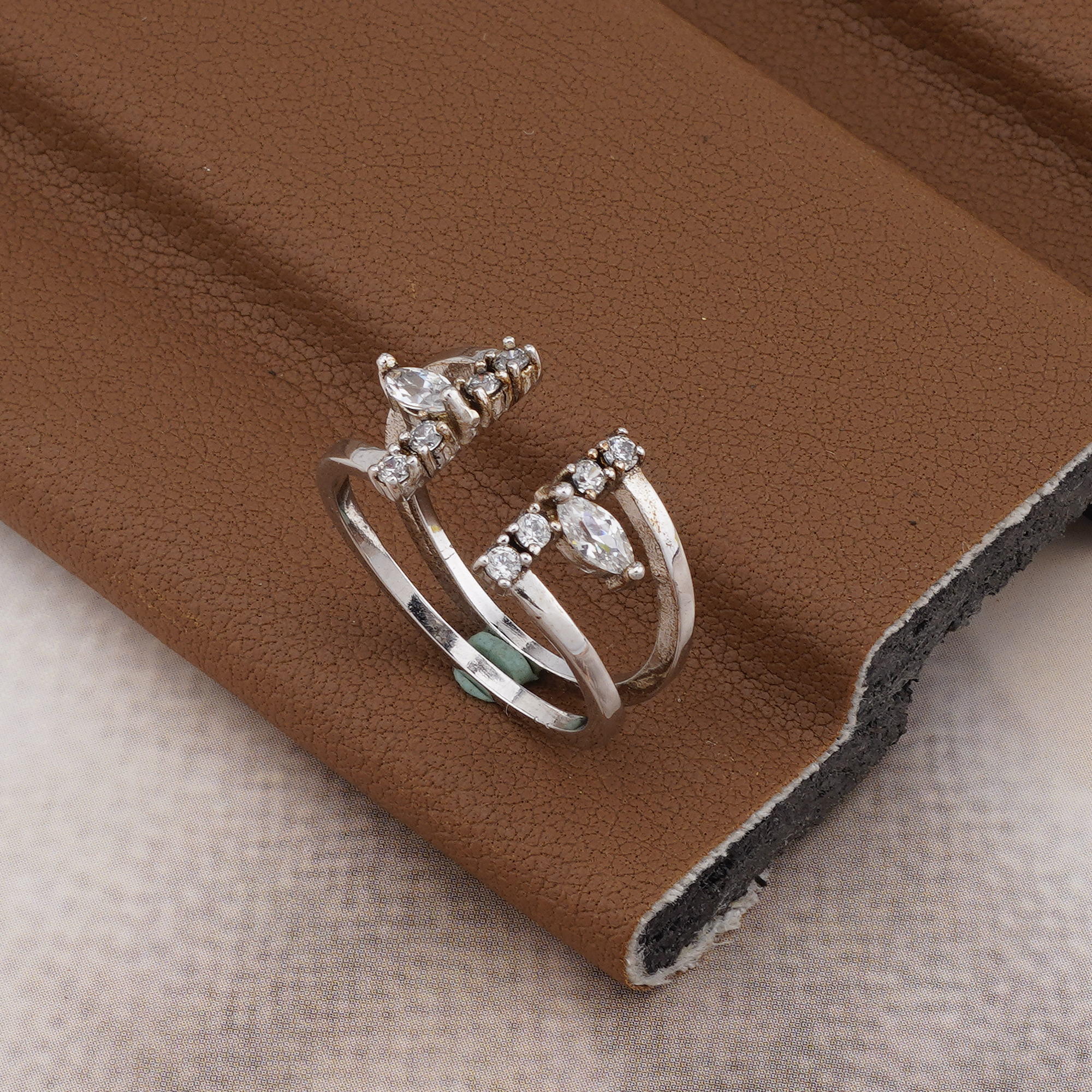 925 Sterling Silver Modern Geometric Open Cuff Ring Jewellery for Women