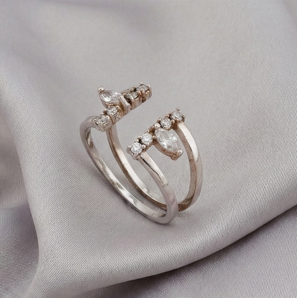 925 Sterling Silver Modern Geometric Open Cuff Ring Jewellery for Women