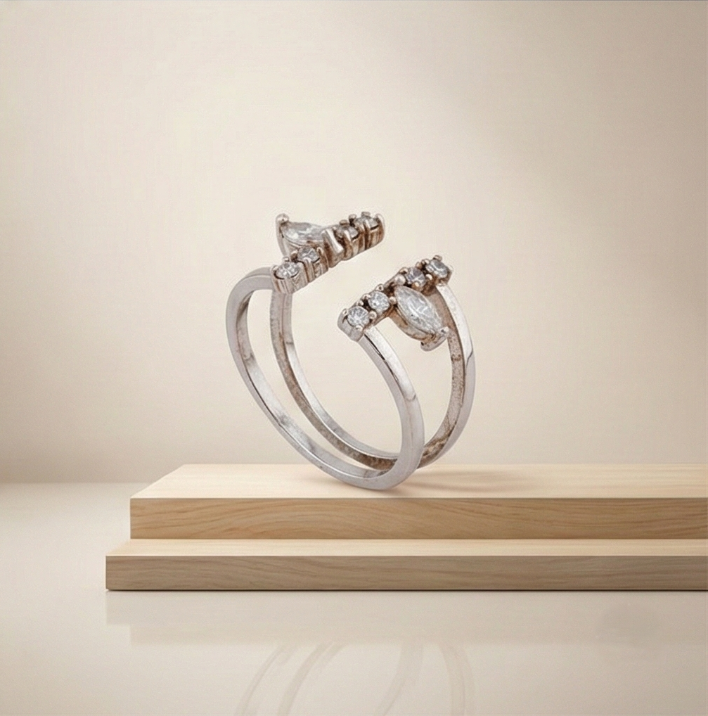 925 Sterling Silver Modern Geometric Open Cuff Ring Jewellery for Women
