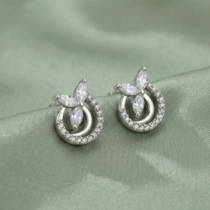 925 Sterling Silver Floral Halo Circle Stud Earrings Jewellery for Women