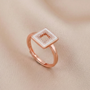 925 Sterling Silver Square Halo Design Rose Gold Plated Ring Jewellery for Women