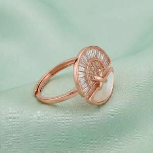 925 Sterling Silver Sunburst Fan Design Ring Jewellery for Women - Rose Gold Finish