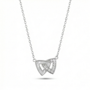 925 Sterling Silver Interlocking Triangle Geometric Necklace Jewellery for Women