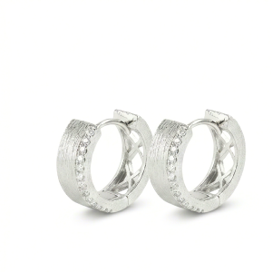 LUXE 925 Sterling Silver Brushed Cut-Out Lattice Hoop Earrings High Polish Rhodium Finish Fine Jewellery for Women