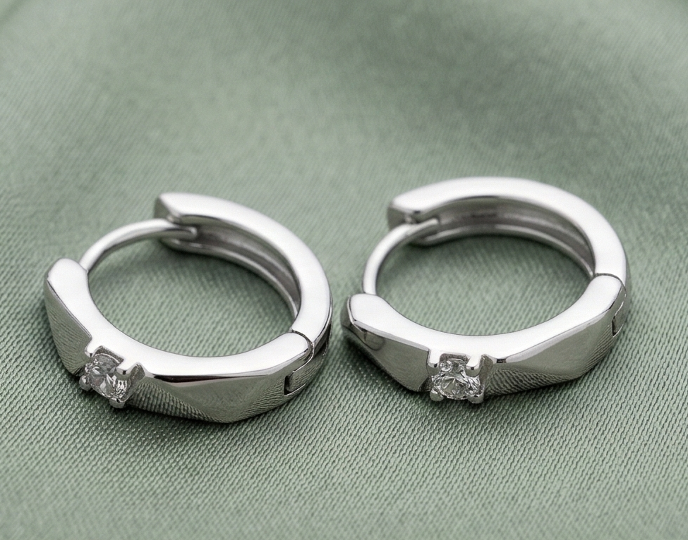 LUXE 925 Sterling Silver Geometric Huggie Hoop Earrings High Polish Finish Elegant Everyday Jewellery for Women