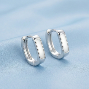 LUXE 925 Sterling Silver High Polish Rectangular Huggie Hoop Earrings Jewellery for Women