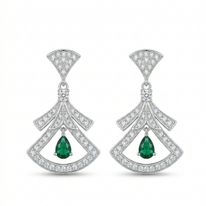 LUXE 925 Sterling Silver Art Deco Geometric Drop Earrings Rhodium Finish Vintage Jewellery for Women