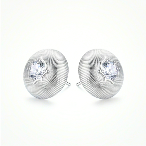 LUXE 925 Sterling Silver Sunburst Dome Star Stud Earrings Textured Finish Elegant Jewellery for Women