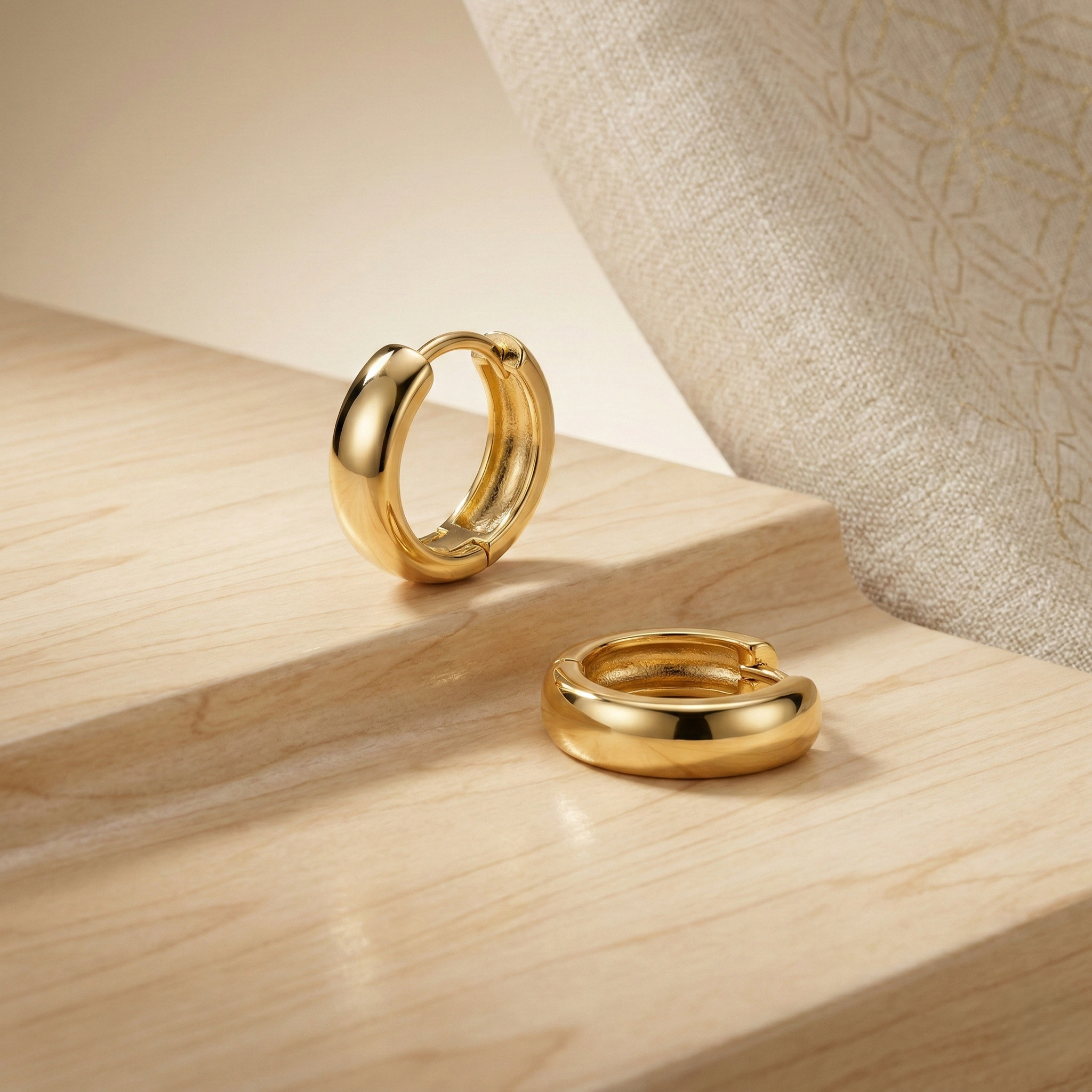 LUXE 925 Sterling Silver Gold Plated Thick Minimalist Huggie Hoop Earrings Jewellery for Women