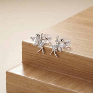 LUXE 925 Sterling Silver Fairy Ballerina Stud Earrings High Polish Rhodium Finish Jewellery for Women