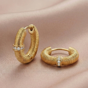 LUXE 925 Sterling Silver Gold Plated Textured Chunky Hoop Earrings Bold Statement Jewellery