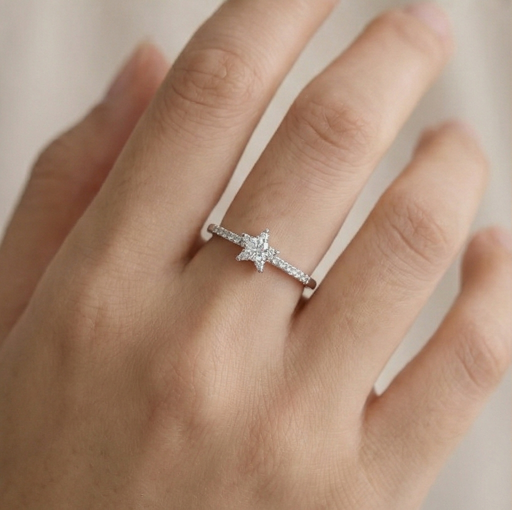 925 Sterling Silver Celestial Star Adjustable Ring Jewellery for Women