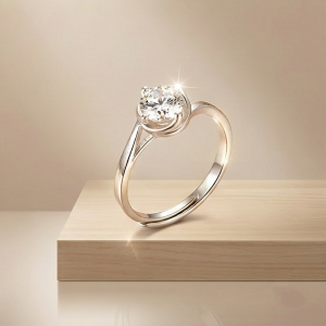 925 Sterling Silver Solitaire Swirl Setting Ring for Women, Adjustable Classic Jewellery