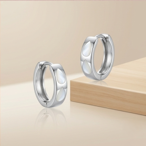925 Sterling Silver White MOP Pearlescent Teardrop Huggie Hoop Earrings Elegant Jewellery for Women