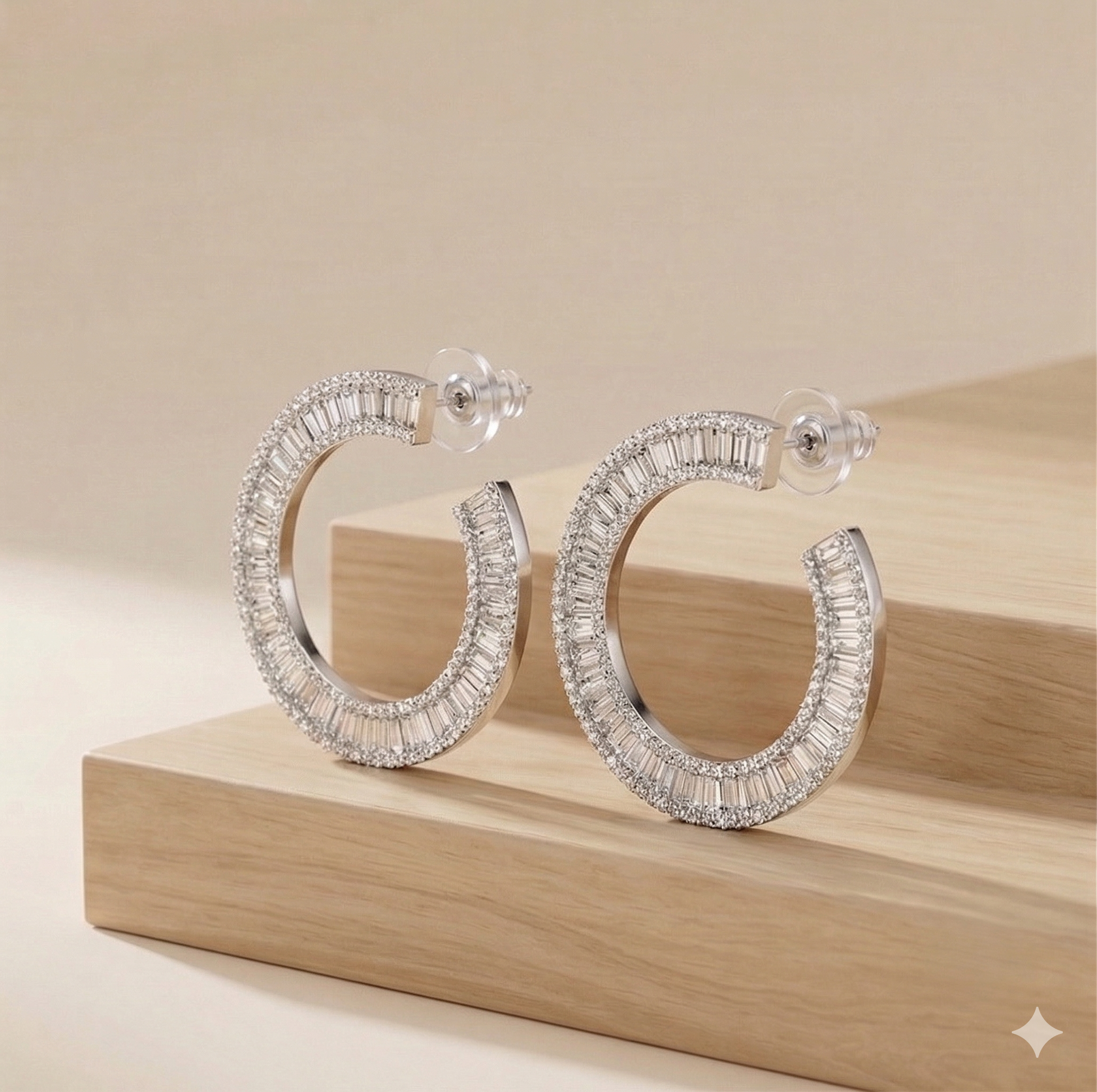 925 Sterling Silver Statement Open Hoop Earrings High Polish Rhodium Finish Party Jewellery