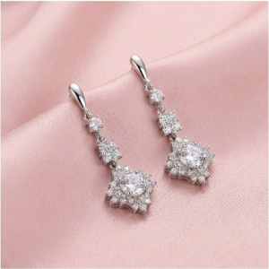 925 Sterling Silver Vintage Starburst Dangle Earrings High Polish Rhodium Finish Bridal Party Jewellery for Women