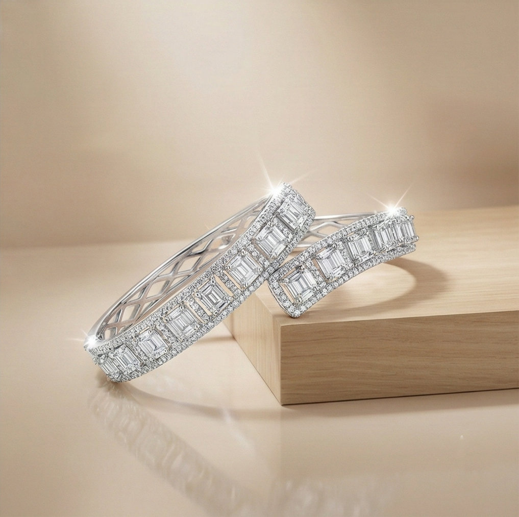 925 Sterling Silver Bypass Hinged Bangle High Polish Rhodium Finish Jewellery