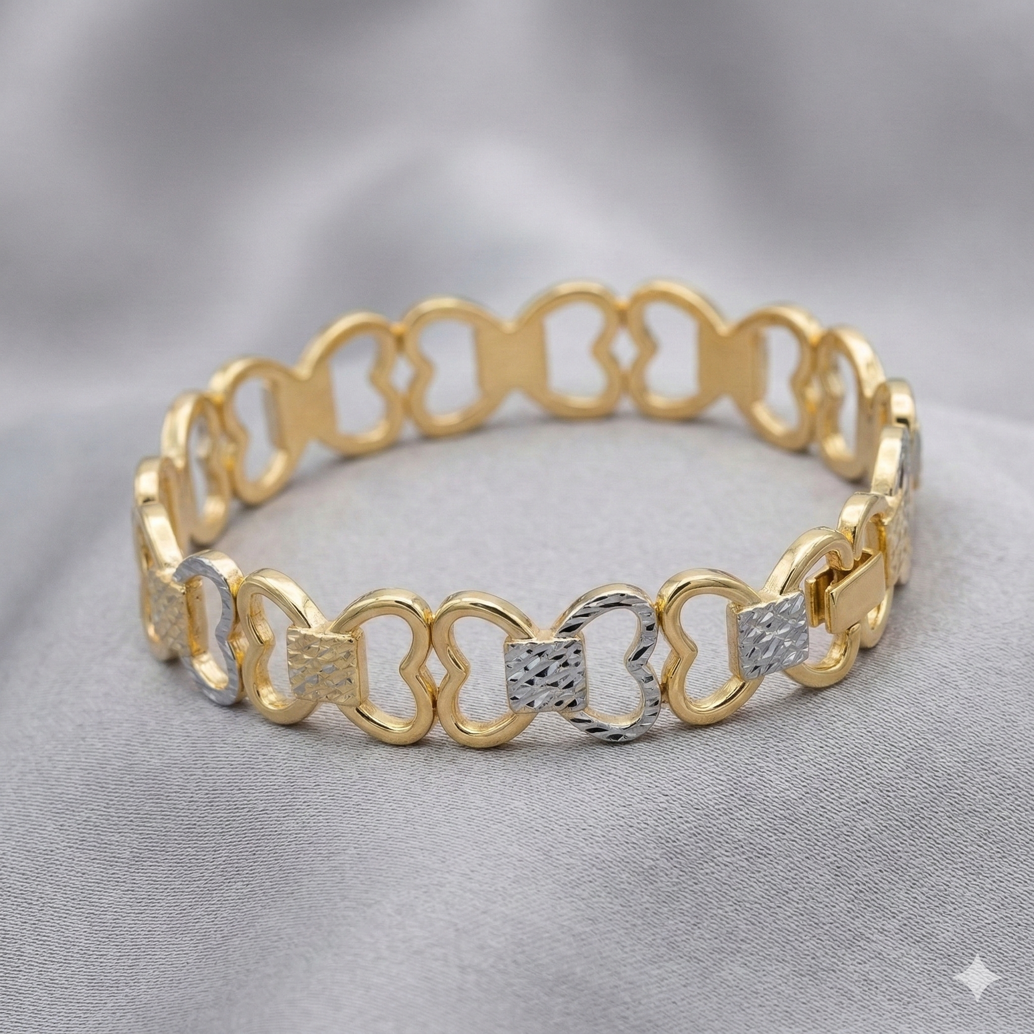 925 Sterling Silver Two Tone Heart Link Bracelet Premium Jewellery for Women