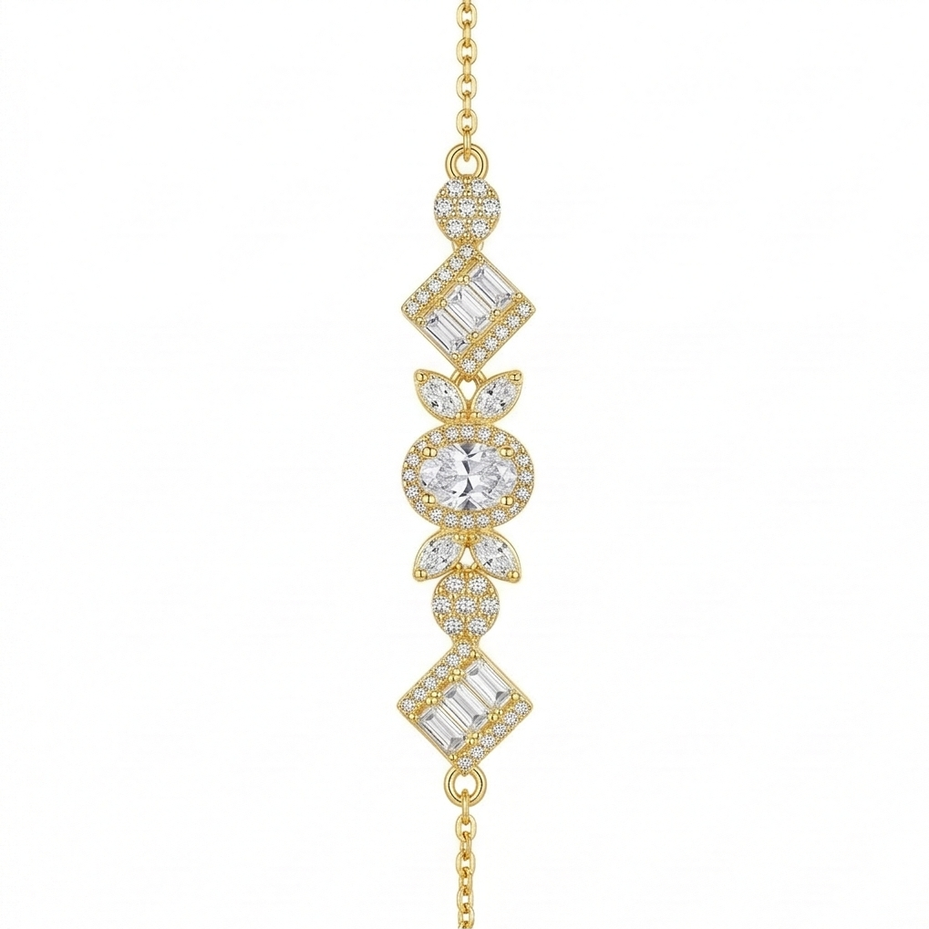 925 Sterling Silver Gold Plated Vintage Inspired Statement Chain Bracelet Premium Jewellery for Women