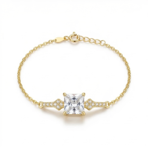 925 Sterling Silver Gold Plated Square Centerpiece Bracelet Premium Jewellery for Women