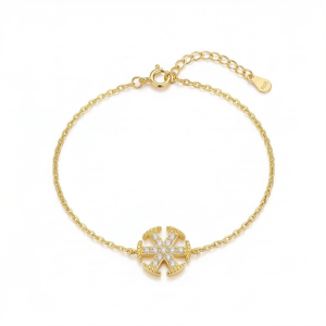 925 Sterling Silver Geometric Starburst Bracelet in Premium Gold Finish Premium Jewellery for Women
