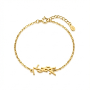 925 Sterling Silver Abstract Monogram Bracelet in Premium Gold Finish Minimalist Jewellery for Women