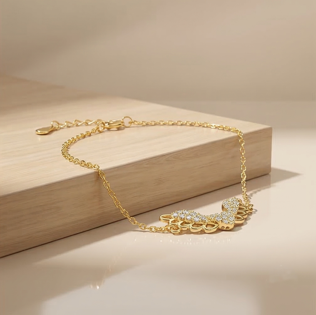 925 Sterling Silver Angel Wing Bracelet in Premium Gold Finish Ethereal Jewellery for Women