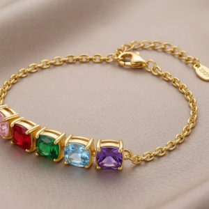 925 Sterling Silver Gold Plated Multi-Color Cushion Gem Premium Jewellery for Women